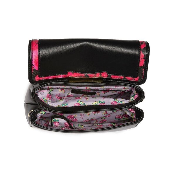 Betsey Johnson Black Pink Leopard Satchel - Picture 9 of 16